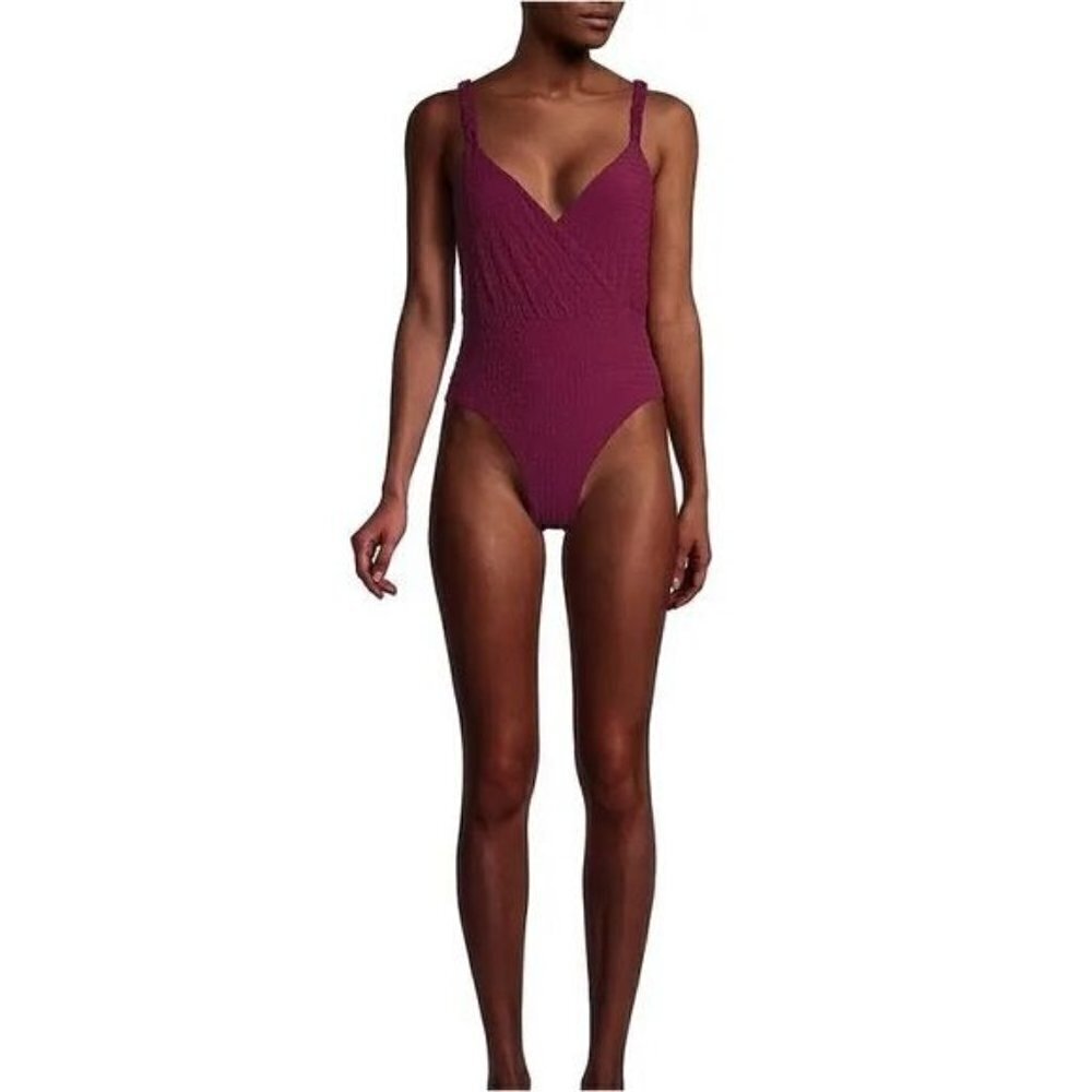 NWT Revel Rey Daphne Raspberry Waffle One Piece Swimsuit XL